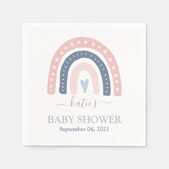 Chic Pink und Blue Rainbow Baby Dusche Serviette (Vorderseite)
