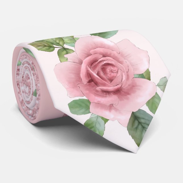 Chic Pink und Glitzer mit der Rose Blume Krawatte (Gerollt)