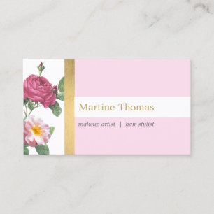Chic Pink und Gold Vintag Visitenkarte