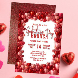 Chic Pink und Red Hearts Galentine's Brunch Einladung
