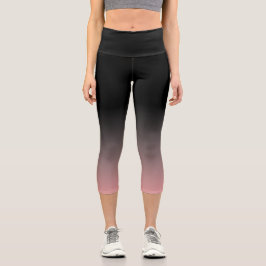 Chic Pink und Schwarz ombre Soft-Farbverlauf Capri Leggings