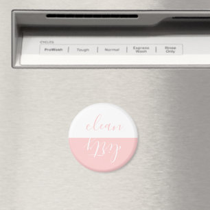 Chic Pink und Weiß Saubere Geschirrspülmaschine Ma Magnet