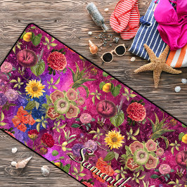 Chic pink violette Blumen monogramm Blumenmuster Schreibtischunterlage