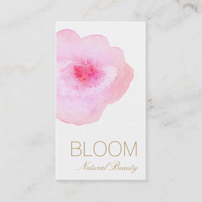 Chic Pink Watercolor Floral Painted Blume Visitenkarte (Vorderseite)