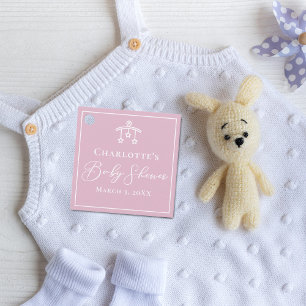 Chic Pink White Baby Shower Tower Mobile Geschenkanhänger