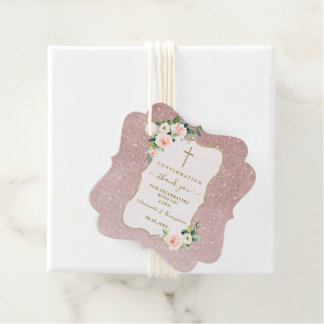 Chic Pink White Blume Gold Girl Confirmation Geschenkanhänger