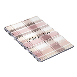 Chic Pink White Cream Karierte Streifen Notizblock