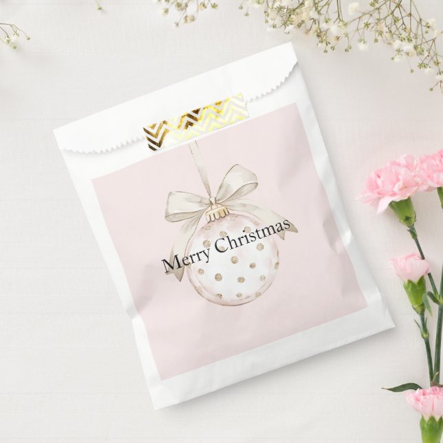 Chic Pink White Dots Bow Ornament Weihnachten Geschenktütchen (Versiegelt)