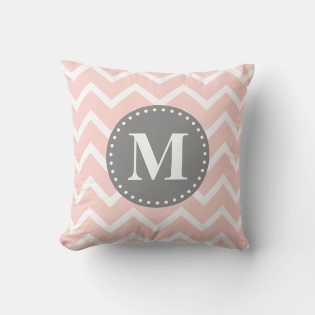 Chic Pink White Grey Zigzag Zickzack Kissen (Vorderseite)