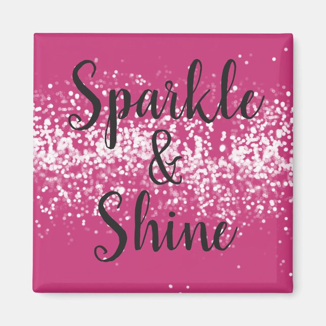 Chic Pink White Sparkle Shine Magnet (Vorne)