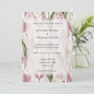 Chic Pink White Tulip Blume Hochzeit Einladung