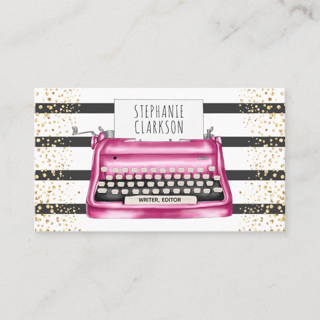 Chic Pink Writer Writer Editor Author Visitenkarte (Vorderseite)