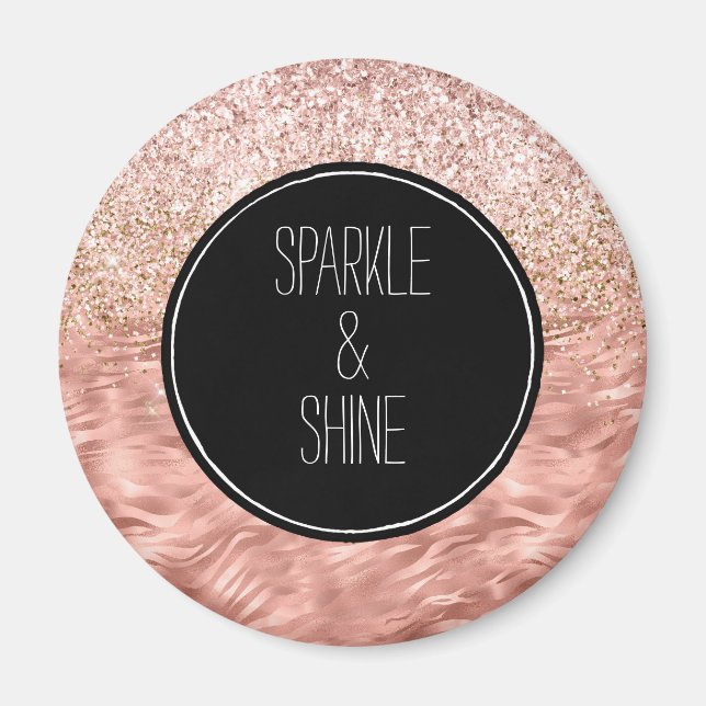 Chic Pink Zebra Print Glitz Magnet (Vorne)