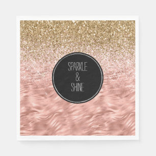 Chic Pink Zebra Print Glitz Serviette