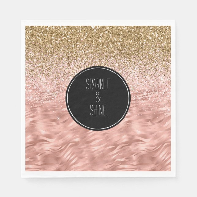 Chic Pink Zebra Print Glitz Serviette (Vorderseite)