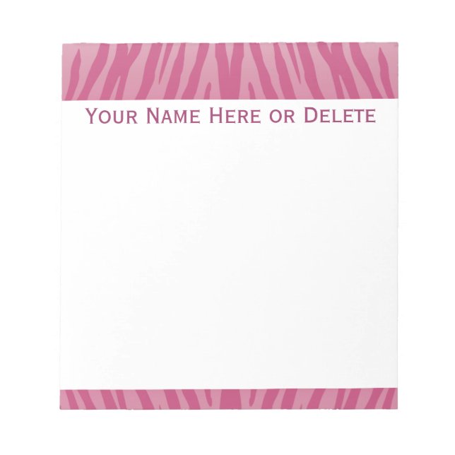 Chic Pink Zebra Streifen Notizblock (Vorderseite)