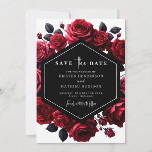 Chic Playful Crimson Red Wedding Save The Date