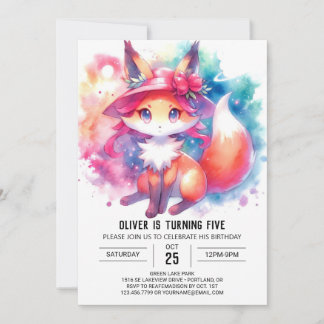 Chic Playful Fox Geburtstag Einladung