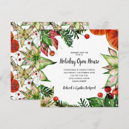 Chic Poinsettia und Orangen Weihnachtseinladungen