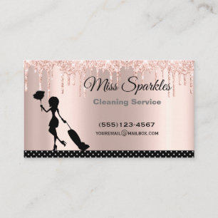 Chic Polka Dot Glitzer Tropfen Reinigungsdienste Visitenkarte