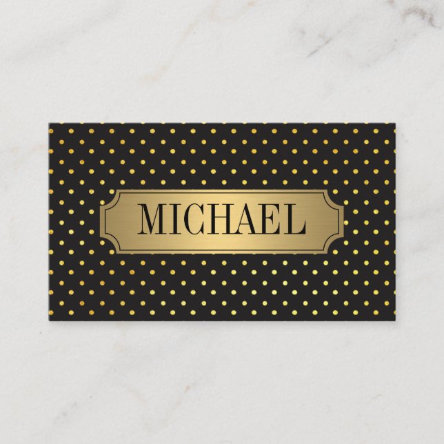 Chic Polka Dot Pattern Luxe Gold Metallic Visitenkarte (Vorderseite)