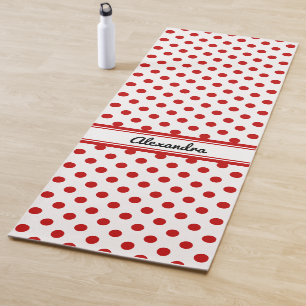 Chic Polka Dot Red White Background Yogamatte