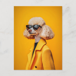 Chic Poodle in Sonnenbrille und Gelbmatte Postkarte