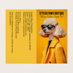 Chic Poodle in Sonnenbrille und Gelbmatte Visitenkarten