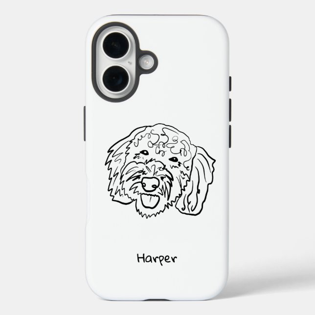 Chic Poodle Kontur: Persönliche Bearbeitung Ihres  iPhone 16 Hülle (Rückseite)