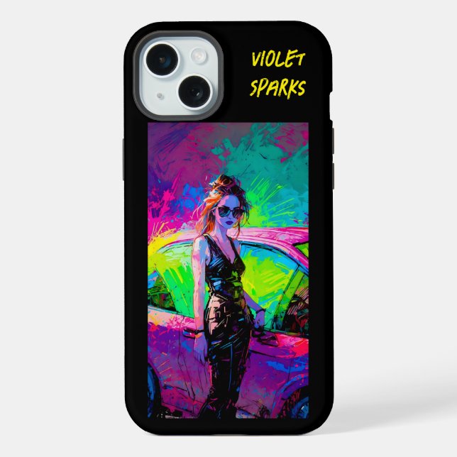 Chic Pop Art Anime Femme avec coque iphone voiture (Verso)