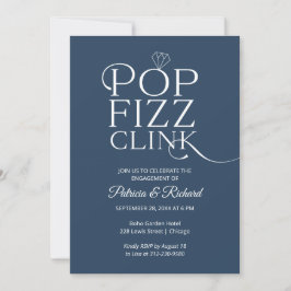 Chic Pop Fizz Clink Engagement Party Einladung