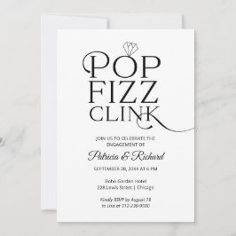 Chic Pop Fizz Clink Engagement Party Einladung