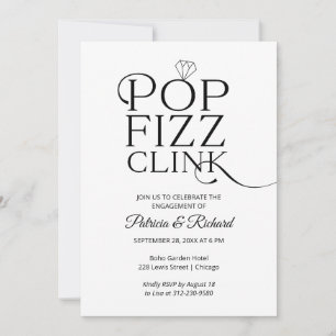 Chic Pop Fizz Clink Engagement Party Einladung