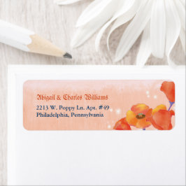 Chic Poppy Meadow Wedding Rücksendeadresse