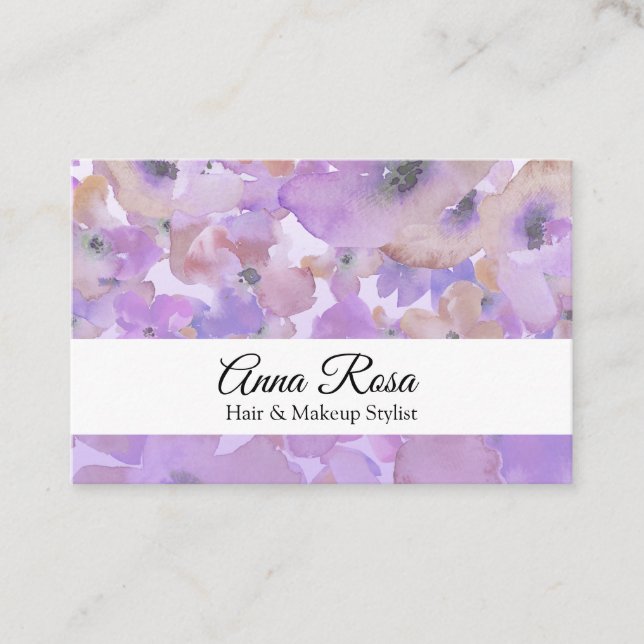 *~* Chic Popular Blume Blue Lavendel Wasserfarbe Visitenkarte (Vorderseite)
