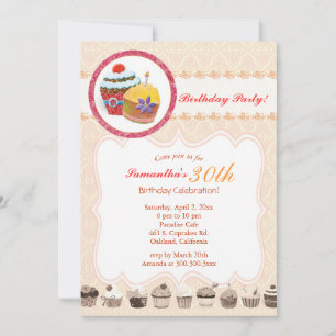 Chic Posh Cupcakes 30. Geburtstag Party Einladung