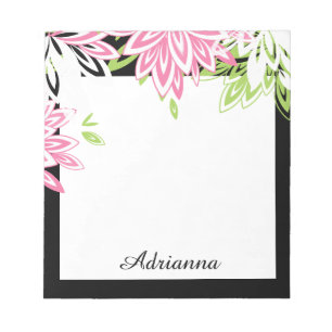 CHIC POST-IT-NOTE_PINK/GREEN/WHITE MIT BLUMEN NOTIZBLOCK