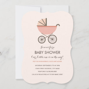 Chic Pram Girl Baby shower Invitation