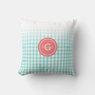 Chic Preppy-Gingham-Muster-Monogramm Kissen
