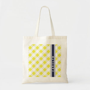 Chic Preppy Gingham Muster Monogramm Tragetasche