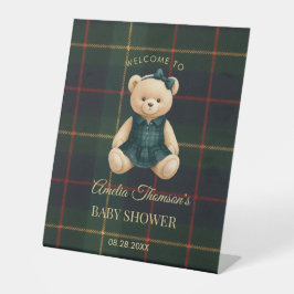 Chic Preppy Teddy Bear Baby Shower Sockelschild