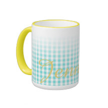 Chic Preppy Turuqoise Gingham Muster Monogramm