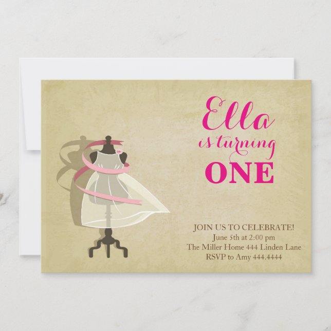 Chic Princess Einladungen zum ersten Geburtstag (Vorderseite)