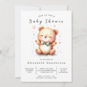 Chic Printable Bear Baby Dusche Einladung