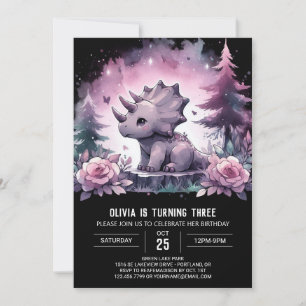 Chic Printable Triceratops Geburtstag Einladung
