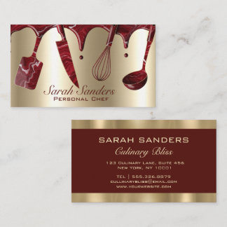 Chic Professional Personal Chef Catering Gold Visitenkarte