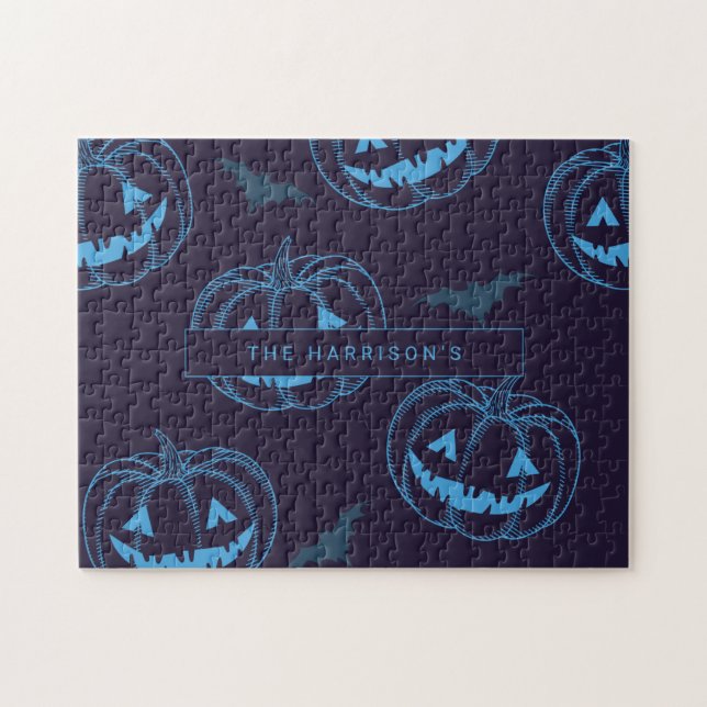 Chic Pumpkins Bats Halloween Name (Horizontal)
