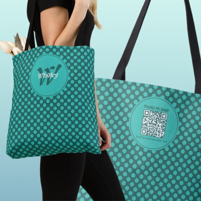 Chic-Punkte-Thema Smart Dynamic QR-Code Tasche (Chic Polka Dots Theme Smart Dynamic QR Code Tote Bag)
