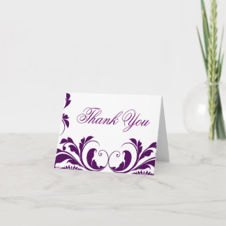 Chic Purple Damask Flourish Thank You Note Cards Dankeskarte