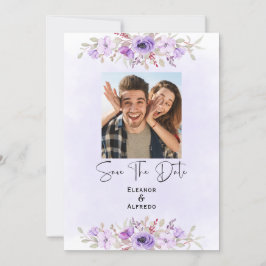 Chic Purple Floral Wedding Save the Date Einladung